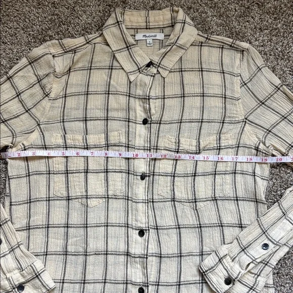 Madewell Women’s Plaid Flannel Button Down Shirt 100% COTTON Size S - Picture 3 of 9